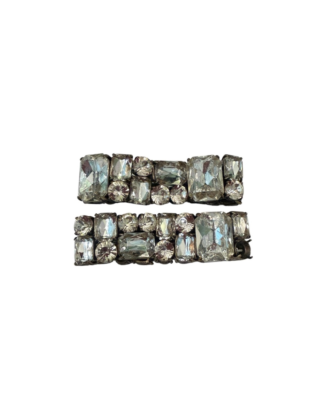 Pair of 2 unbranded clear faceted Crystal Rhinestone stretch bracelets